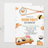 Sushi birthday kid party invitation 招待状 (正面/裏面)