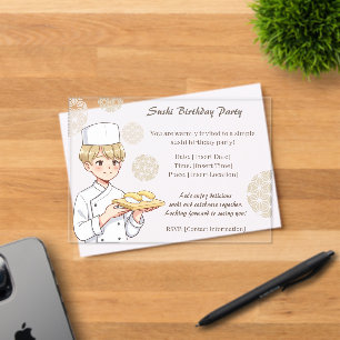 Sushi Birthday Party Invitation with Cute Anime アクリル招待状