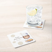 Sushi Birthday Party Invitation with Cute Anime  スクエアペーパーコースター (インサイチュ)