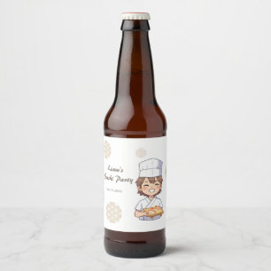 Sushi Birthday Party Invitation with Cute Anime  ビールラベル