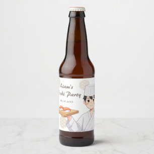 Sushi Birthday Party Invitation with Cute Anime  ビールラベル