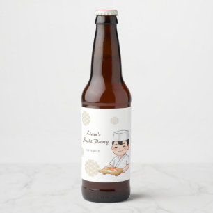 Sushi Birthday Party Invitation with Cute Anime  ビールラベル