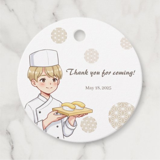 Sushi Birthday Party Invitation with Cute Anime  フェイバータグ (正面)