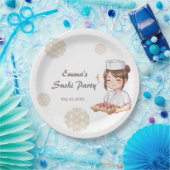 Sushi Birthday Party Invitation with Cute Anime  ペーパープレート (パーティー)