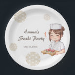 Sushi Birthday Party Invitation with Cute Anime  ペーパープレート<br><div class="desc">Sushi Birthday Party Invitation with Cute Anime Chef Design Celebrate your special day with this charming sushi birthday party invitation featuring a cute anime-style sushi chef. This simple and elegant design includes space to customize the date, time, and location of your party. Perfect for sushi lovers and fans of Japanese...</div>