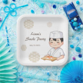 Sushi Birthday Party Invitation with Cute Anime ペーパープレート (パーティー)