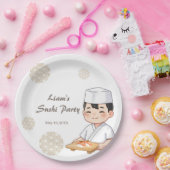 Sushi Birthday Party Invitation with Cute Anime ペーパープレート (パーティー)