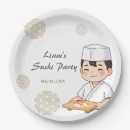Sushi Birthday Party Invitation with Cute Anime  ペーパープレート