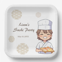 Sushi Birthday Party Invitation with Cute Anime  ペーパープレート