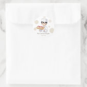 Sushi Birthday Party Invitation with Cute Anime ラウンドシール (バッグ)