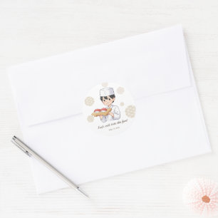 Sushi Birthday Party Invitation with Cute Anime  ラウンドシール