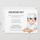 Sushi Birthday Party Invitation with Cute Anime 招待状 (正面)
