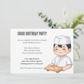 Sushi Birthday Party Invitation with Cute Anime 招待状 (スタンド正面)