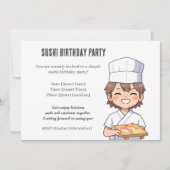 Sushi Birthday Party Invitation with Cute Anime  招待状 (正面)