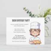 Sushi Birthday Party Invitation with Cute Anime  招待状 (スタンド正面)