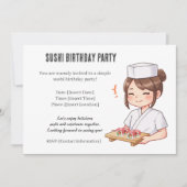 Sushi Birthday Party Invitation with Cute Anime 招待状 (正面)
