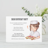 Sushi Birthday Party Invitation with Cute Anime 招待状 (スタンド正面)