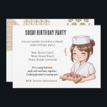 Sushi Birthday Party Invitation with Cute Anime  招待状<br><div class="desc">Sushi Birthday Party Invitation with Cute Anime Chef Design Celebrate your special day with this charming sushi birthday party invitation featuring a cute anime-style sushi chef. This simple and elegant design includes space to customize the date, time, and location of your party. Perfect for sushi lovers and fans of Japanese...</div>