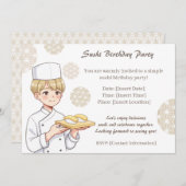 Sushi Birthday Party Invitation with Cute Anime  招待状 (正面/裏面)