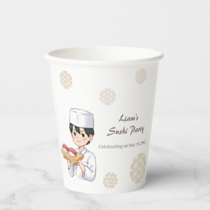 Sushi Birthday Party Invitation with Cute Anime 紙コップ