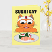 SUSHI CAT 誕生日カード 楽しい カード (黄色い花)