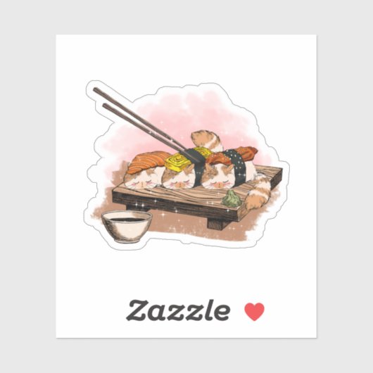 Sushi Cat Cute Yummy Cat シール (シート)