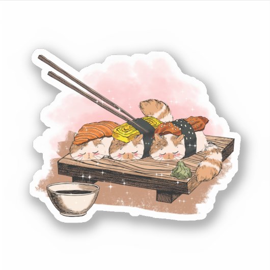 Sushi Cat Cute Yummy Cat シール (正面)