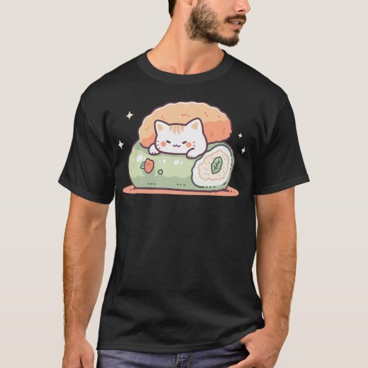 Sushi Cat Kawaii Tシャツ (正面)