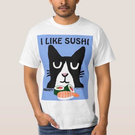 SUSHI CAT, TUXEDOパンダ子猫Tシャツ Tシャツ (正面)