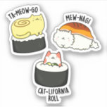 Sushi Cats Funny Sushi Pun シール<br><div class="desc">すし猫おもしろいすしプリンには、子猫のタミオ語、ミナギ語、猫リフォルニアという3種類の素晴らしい寿司が転がある。すしおもしろいや猫や駄洒落を愛する家族や友人へのパンプギフト。</div>