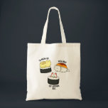 Sushi Cats Funny Sushi Pun トートバッグ<br><div class="desc">すし猫おもしろいすしプリンには、子猫のタミオ語、ミナギ語、猫リフォルニアという3種類の素晴らしい寿司が転がある。すしおもしろいや猫や駄洒落を愛する家族や友人へのパンプギフト。</div>