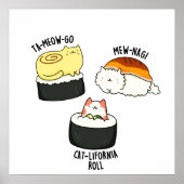 Sushi Cats Funny Sushi Pun ポスター (正面)
