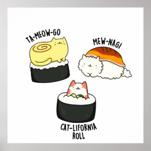 Sushi Cats Funny Sushi Pun ポスター