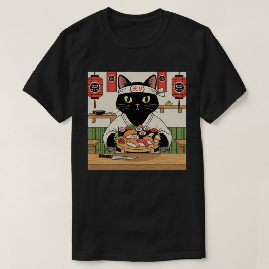 Sushi Chef Cat  Tシャツ (デザイン正面)