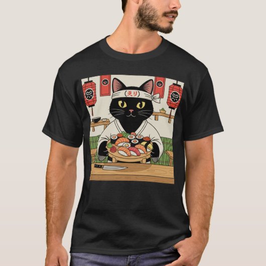 Sushi Chef Cat Tシャツ (正面)