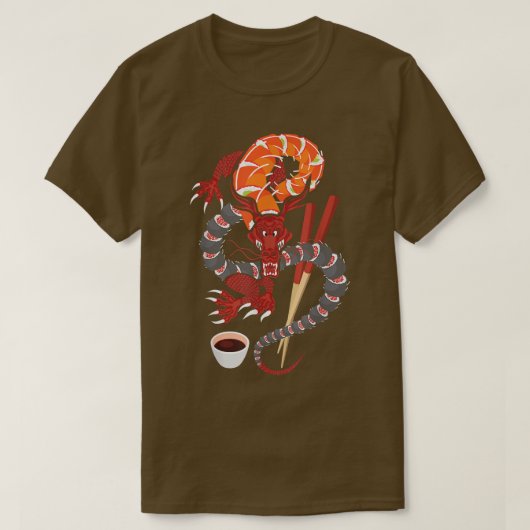 Sushi Dragon - Anime Japan 日本の Cuisine Chef F Tシャツ (デザイン正面)