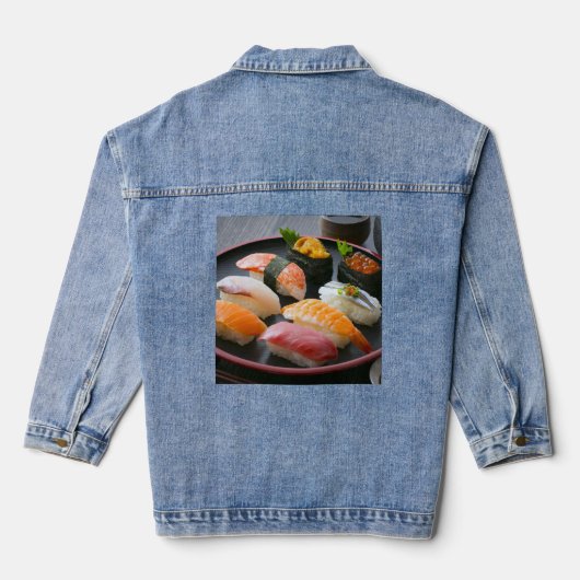 Sushi Elegance – Tradition Refined in Denim デニムジャケット (裏面)