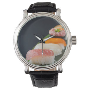 Sushi Elegance Watch – Classic Black & Leaf 腕時計