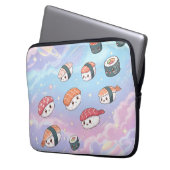 Sushi Flying in Pastel Galaxy Sky ラップトップスリーブ (正面左)