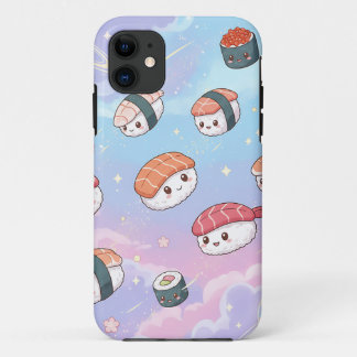 Sushi Flying in Pastel Galaxy Sky iPhone 11 ケース