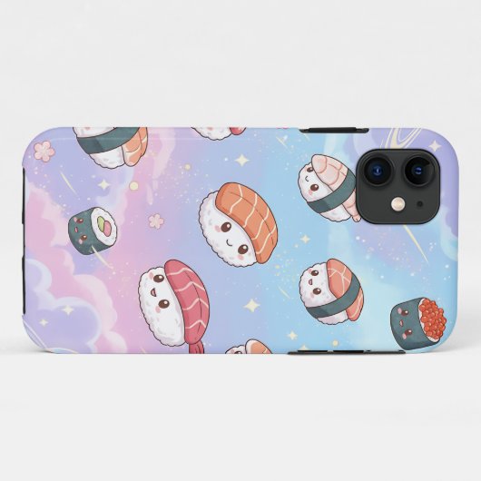 Sushi Flying in Pastel Galaxy Sky Case-Mate iPhoneケース (裏面(横))