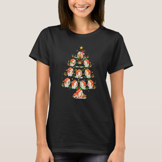 Sushi Food  Xmas Lights Sushi Christmas Tree Tシャツ (正面)