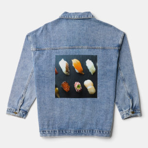 Sushi Grid – Minimalist Nigiri Denim Art デニムジャケット