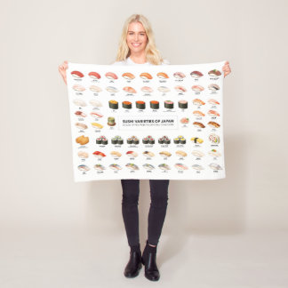 Sushi Guide Blanket – Japanese Food Chart Throw フリースブランケット