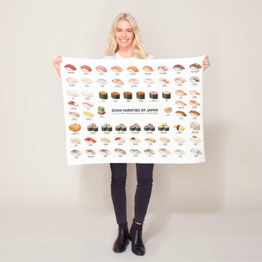 Sushi Guide Blanket – Japanese Food Chart Throw フリースブランケット (インサイチュ)