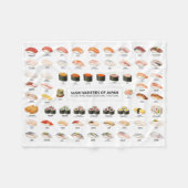 Sushi Guide Blanket – Japanese Food Chart Throw フリースブランケット (正面(横))
