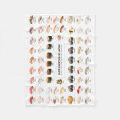 Sushi Guide Blanket – Japanese Food Chart Throw フリースブランケット (正面)
