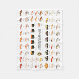 Sushi Guide Blanket – Japanese Food Chart Throw フリースブランケット
