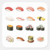 Sushi Guide Sticker – Japanese Food Chart Decal スクエアシール (正面)