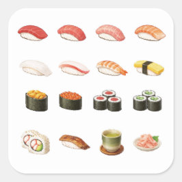 Sushi Guide Sticker – Japanese Food Chart Decal スクエアシール